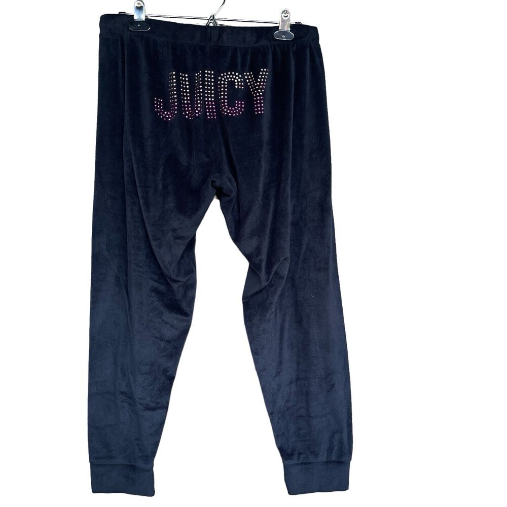 Juicy‎ Couture Velour Jogger Womens Large Black Logo Sleepwear Spellout Y2K